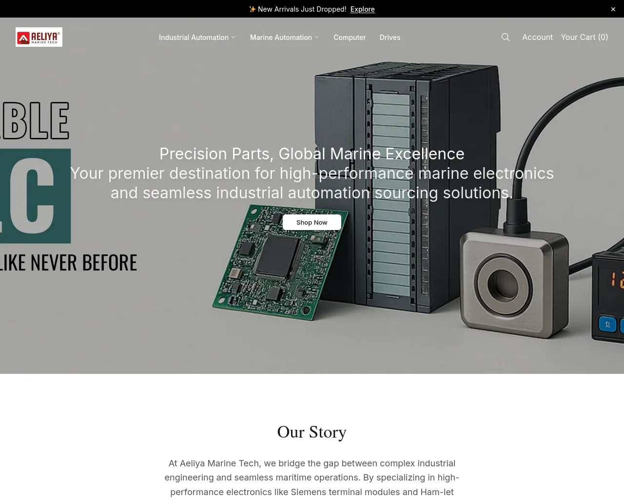 Screenshot of aeliyamarinetechonline.shop