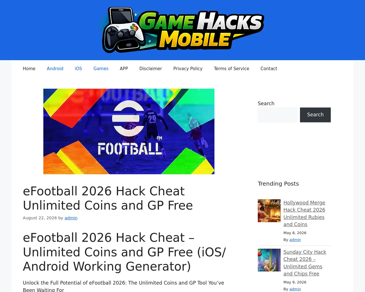 Screenshot of gamehacksmobile.com