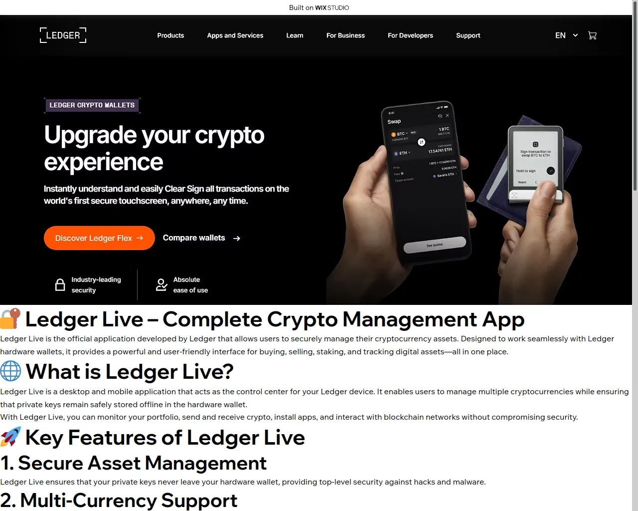 Screenshot of ledgrcom-home.wixstudio.com