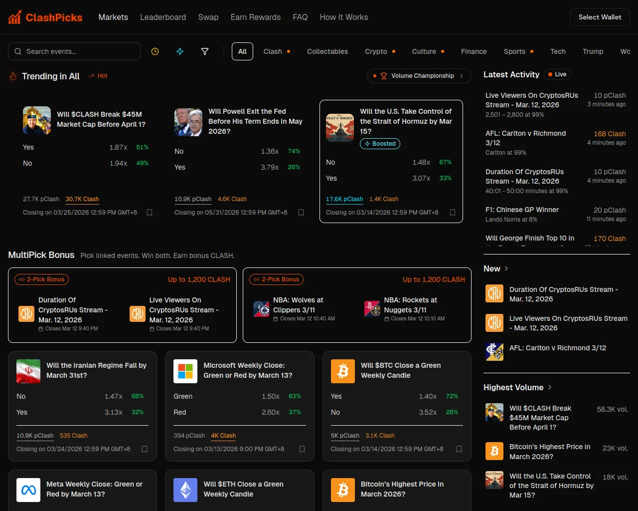 Screenshot of clashspicks.com