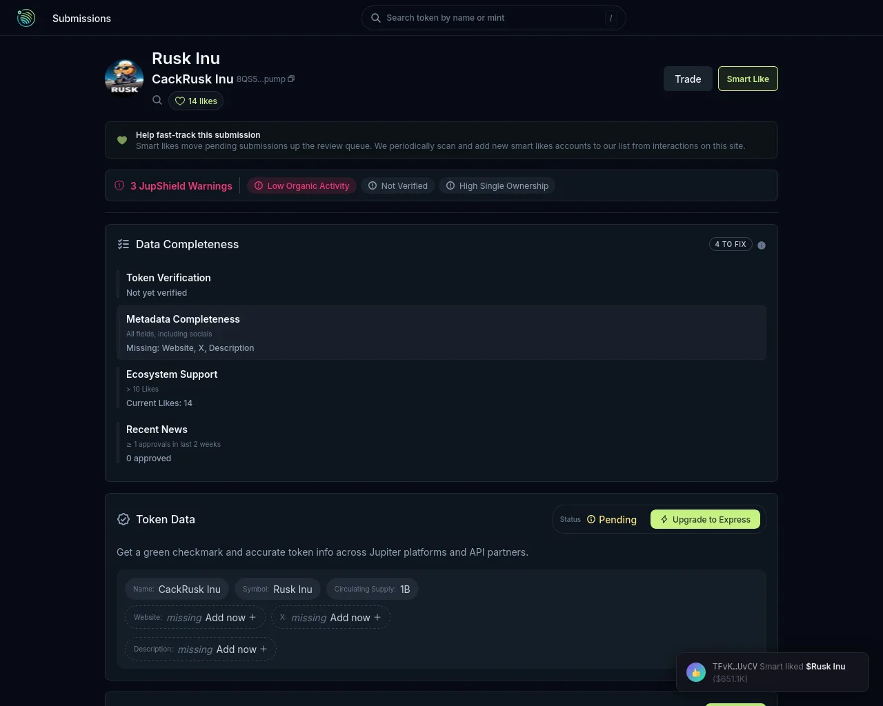 Screenshot of jup-verify.xyz