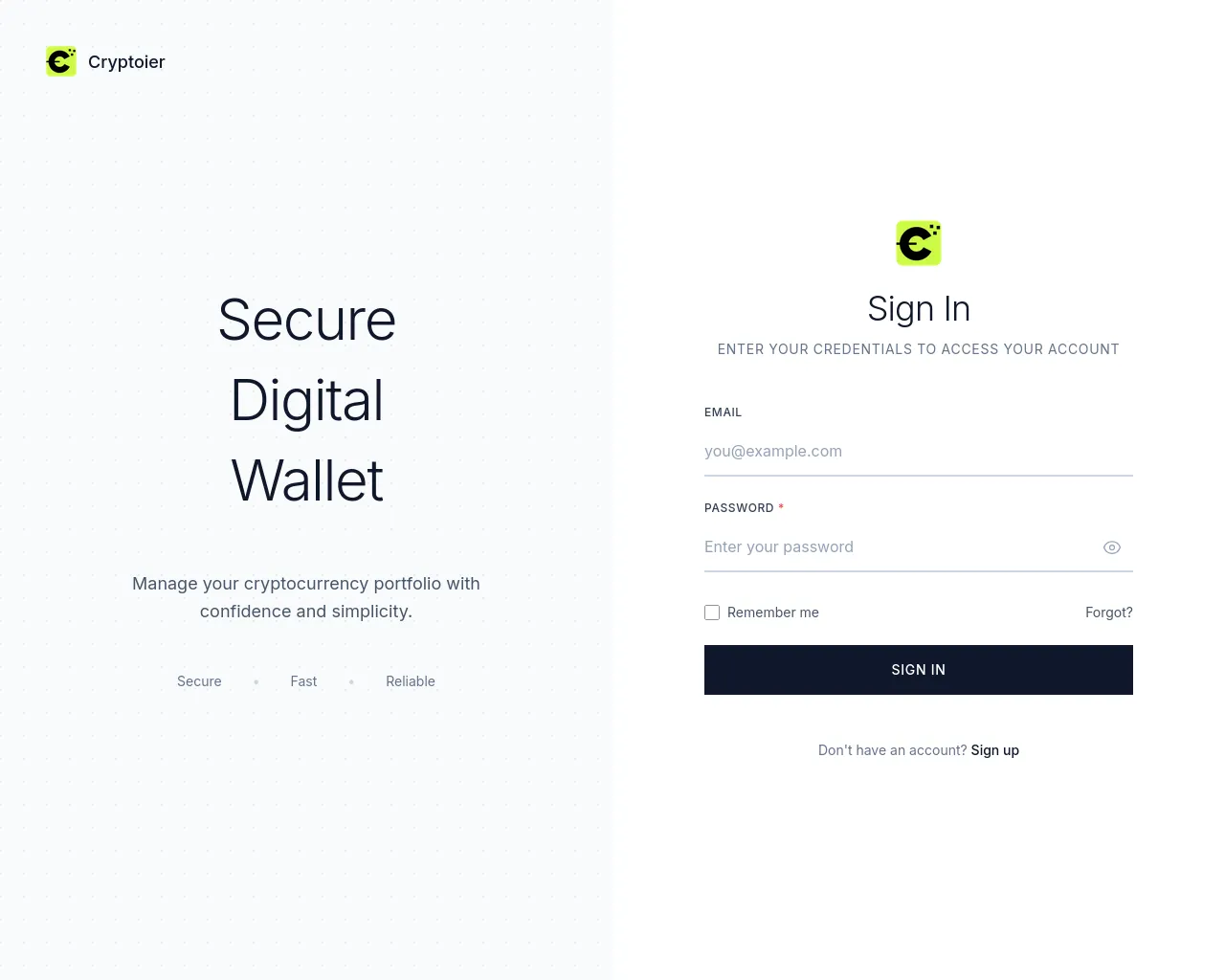 Screenshot of secure.cryptoier.net