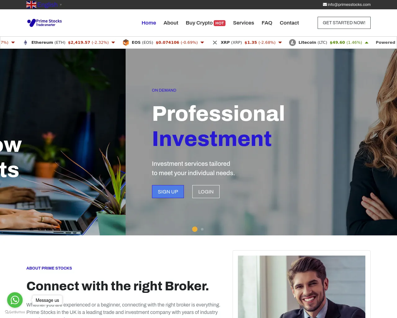 Screenshot of primesstocks.com