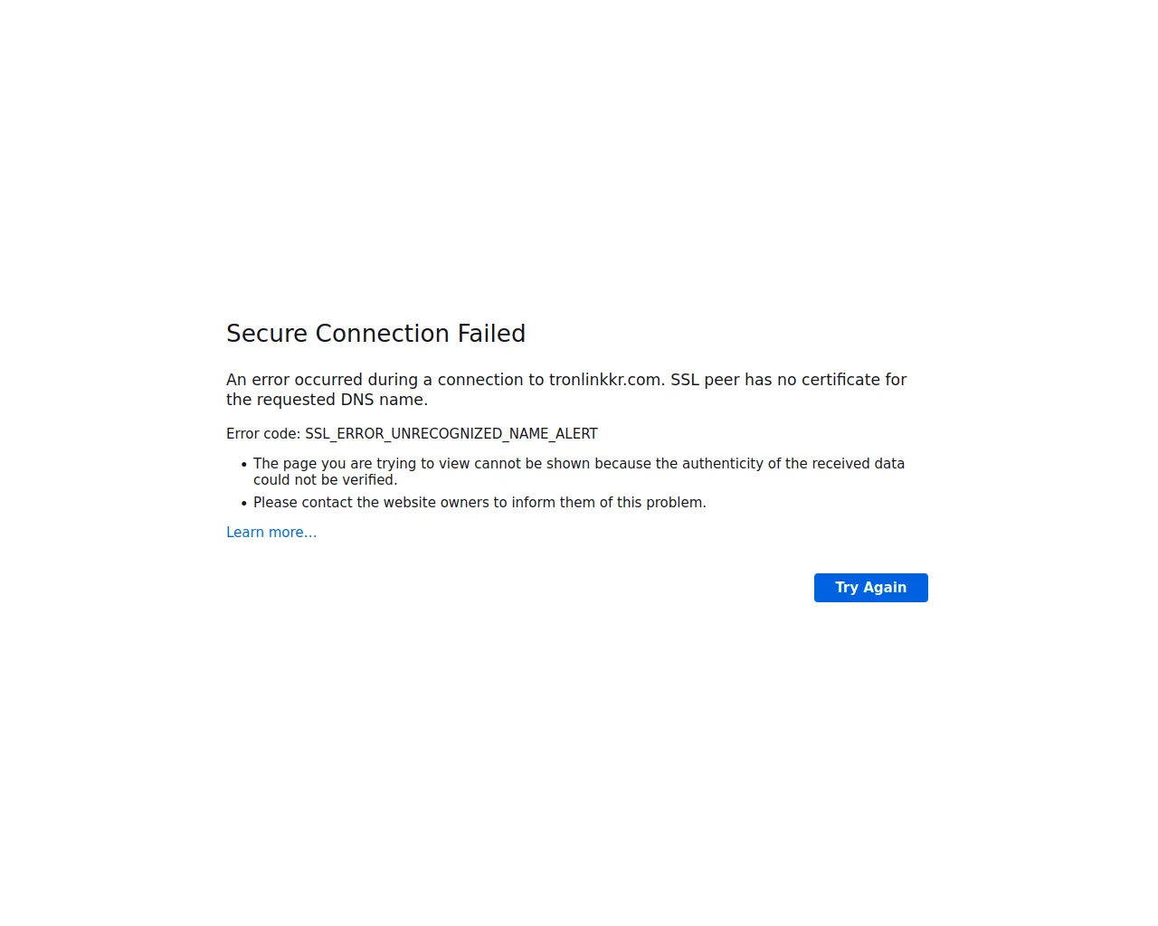 Screenshot of tronlinkkr.com