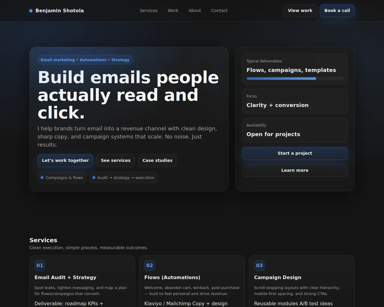 Screenshot of benjaminshotola.click