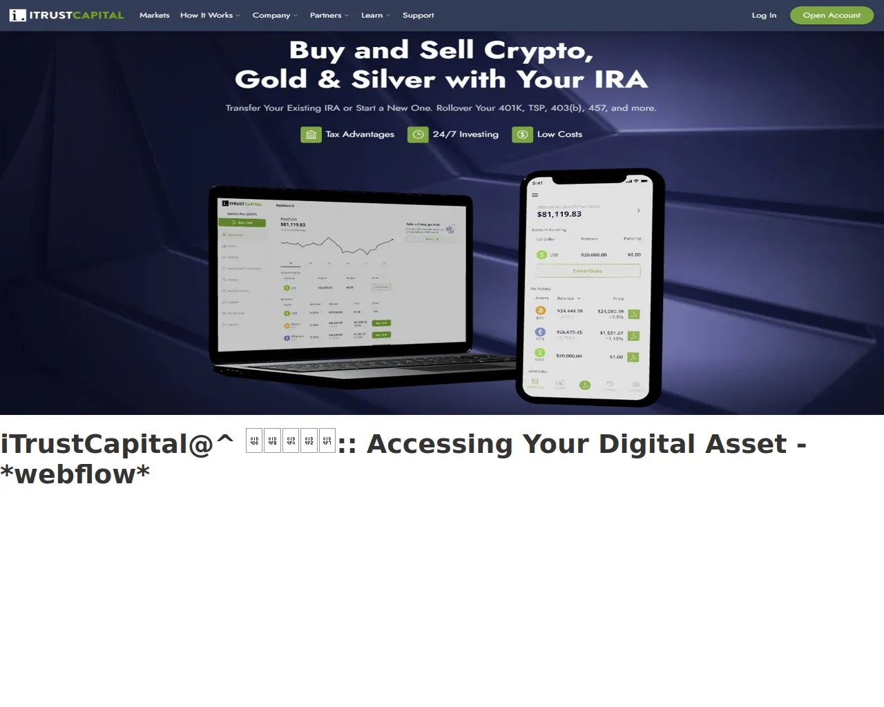 Screenshot of itrstcawptallogin.webflow.io