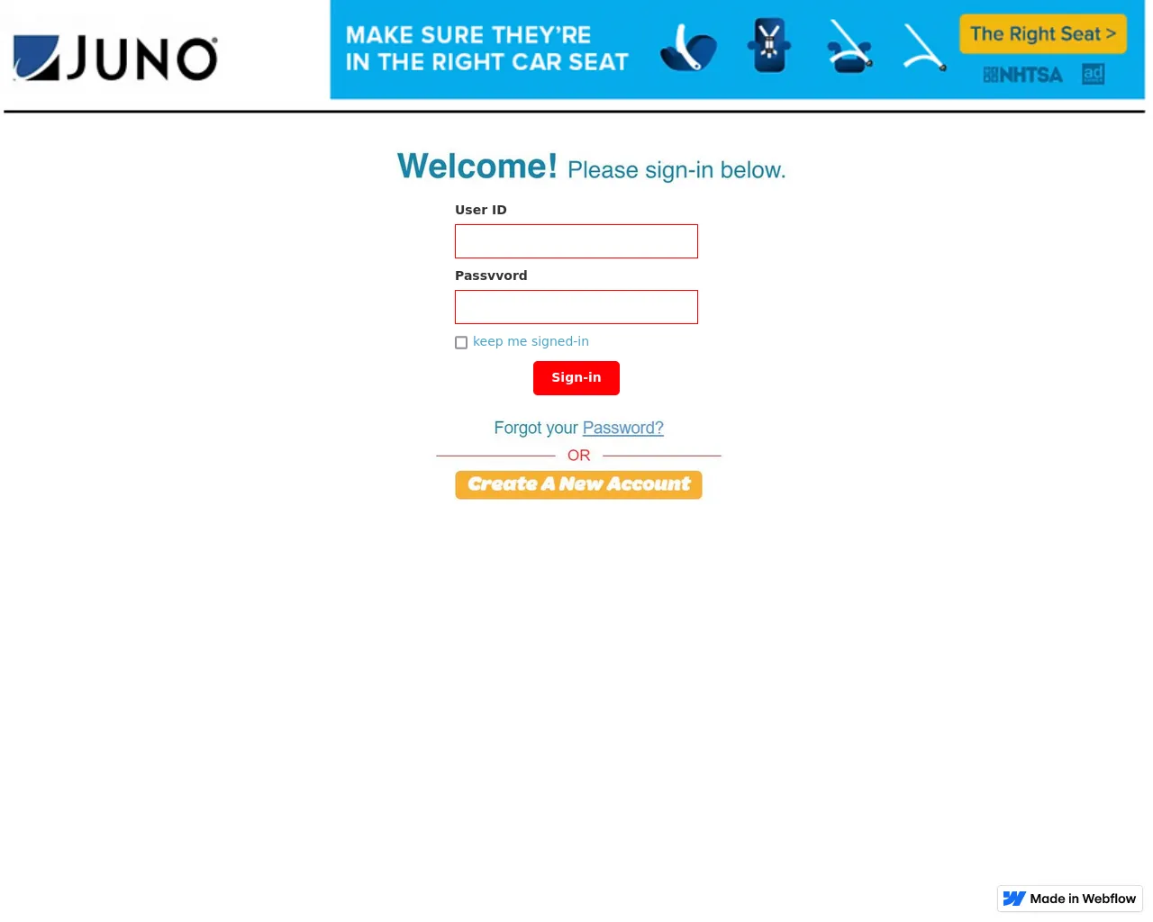 Screenshot of juno-web-mail-75544b.webflow.io