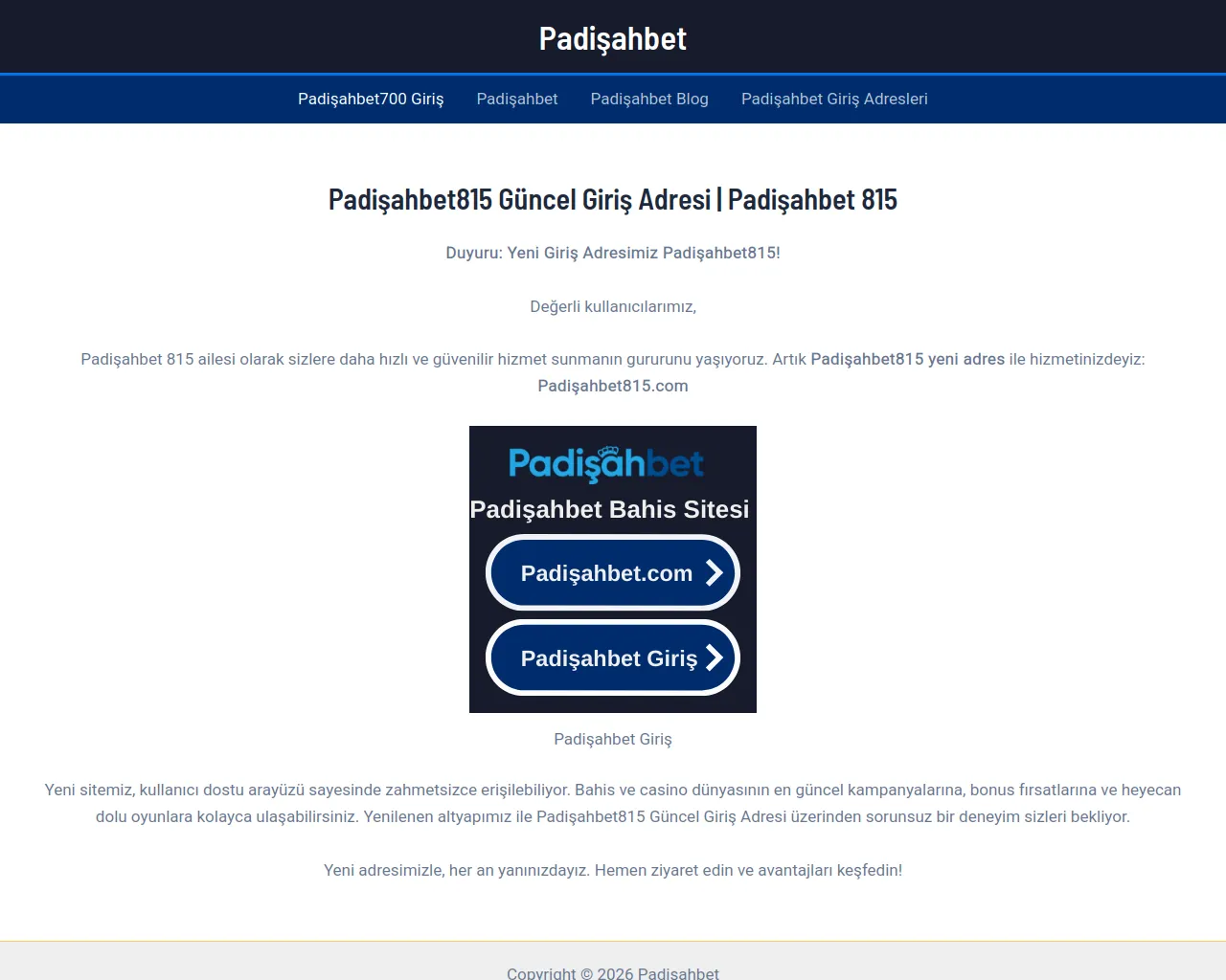 Screenshot of padisahbetyeniadres.com