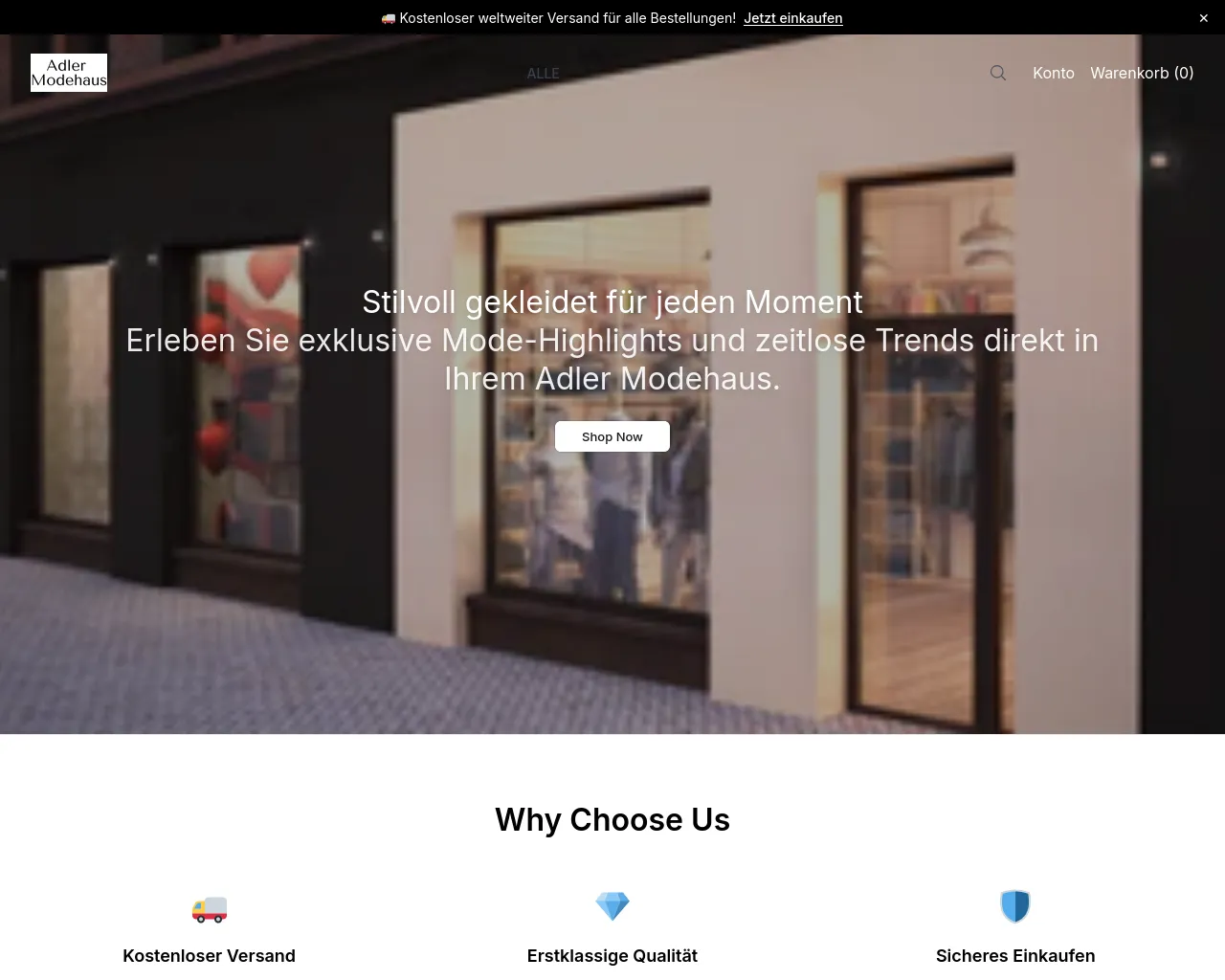 Screenshot of adlermodehaus.shop