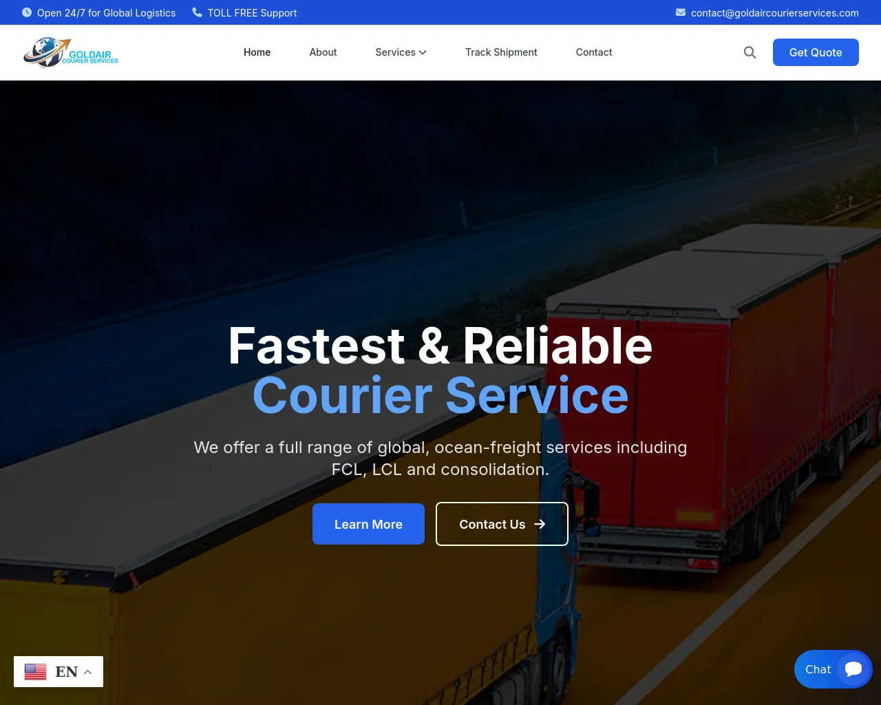 Screenshot of goldaircourierservices.com