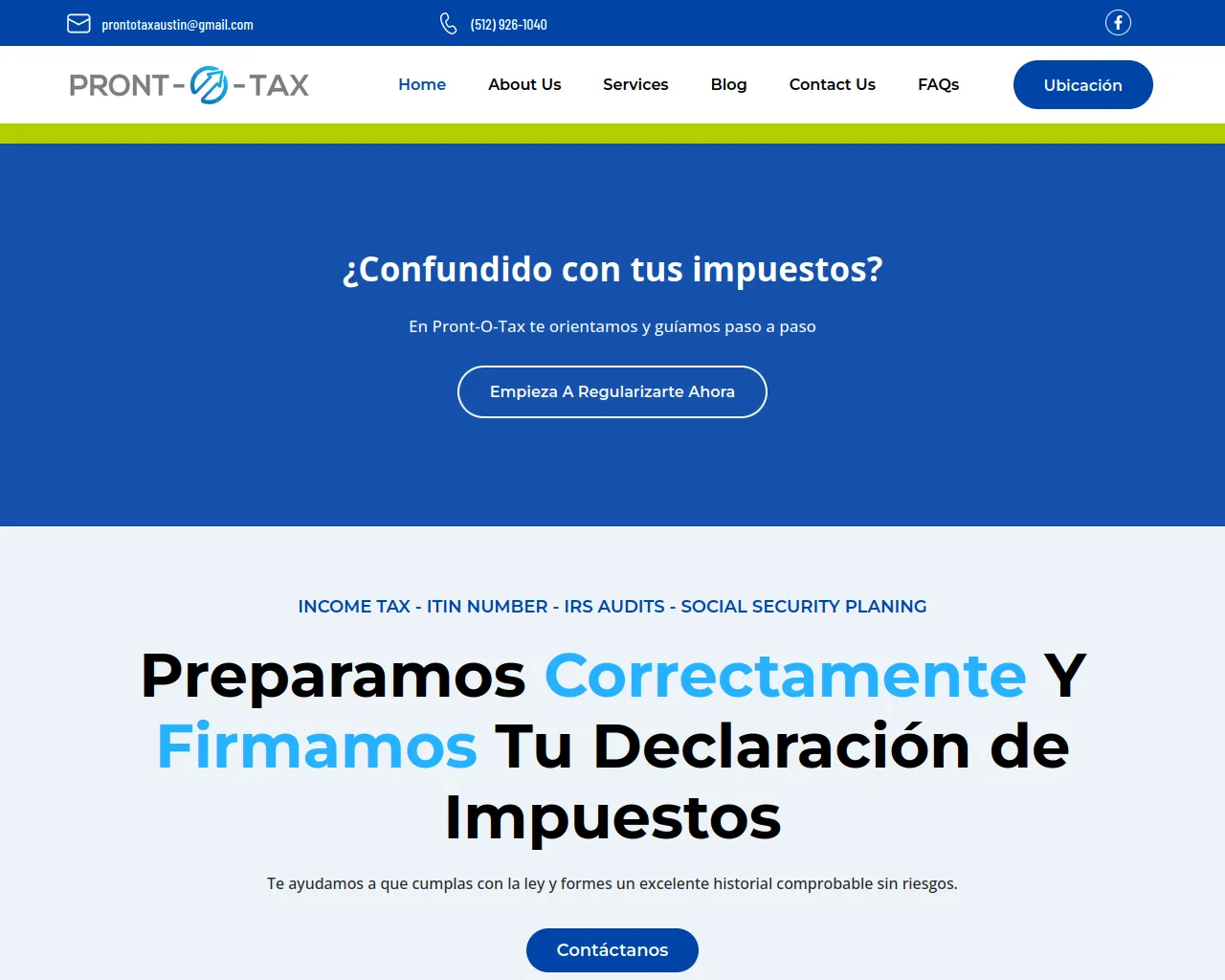 Screenshot of prontotaxaustin.com