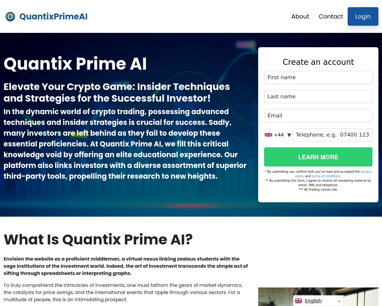 Screenshot of quantixprimeai.app