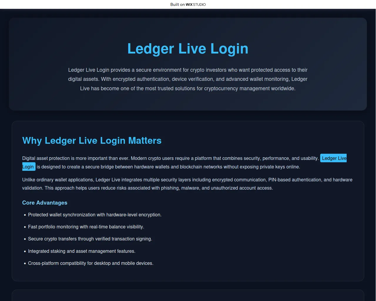 Screenshot of apps-logon-ldger.wixstudio.com