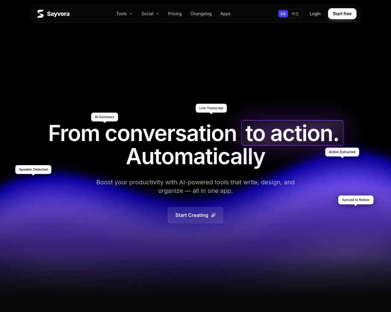 Screenshot of sayvora.org
