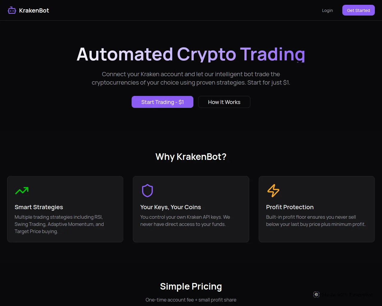 Screenshot of krakenautotrader.com
