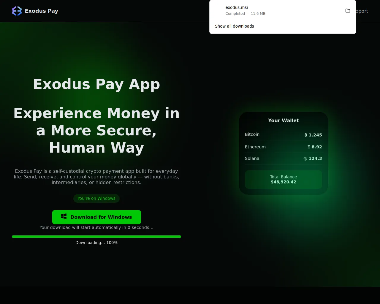 Screenshot of officialexodusdownload.live
