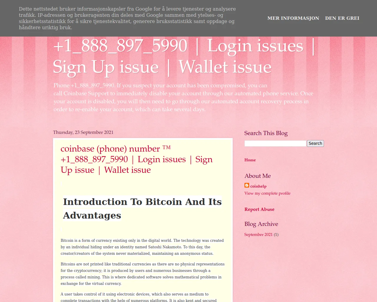 Screenshot of coinbasephonedesk.blogspot.com