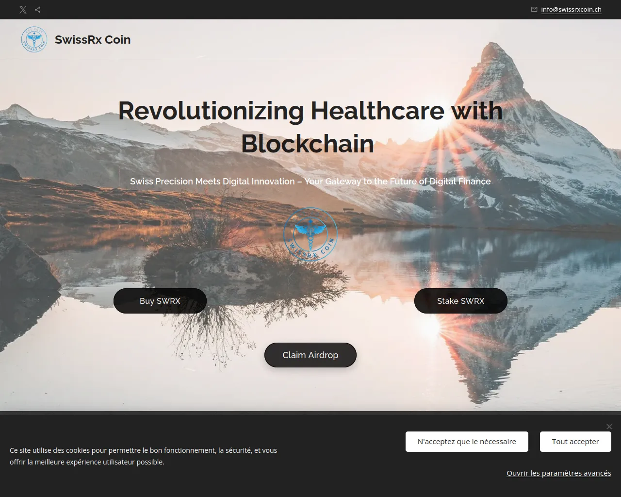 Screenshot of swissrxcoin-airdrop.com