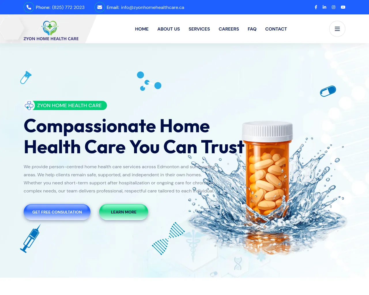 Screenshot of zyonhomehealthcare.ca