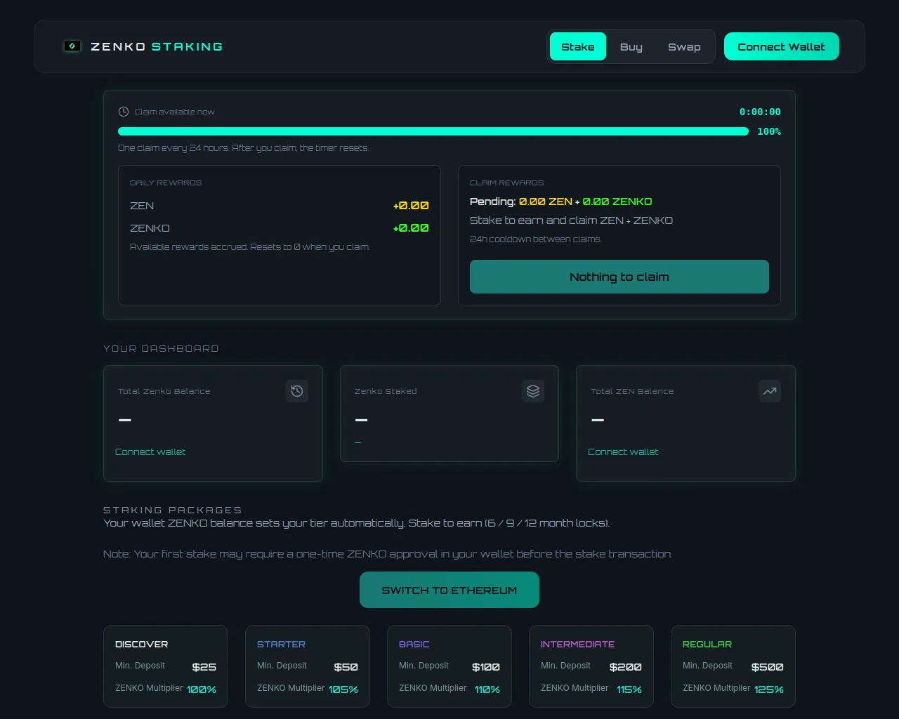 Screenshot of stake.zenko.world