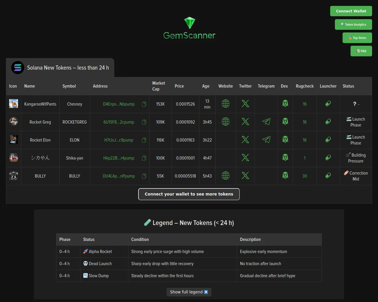 Screenshot of gemscanner.cc