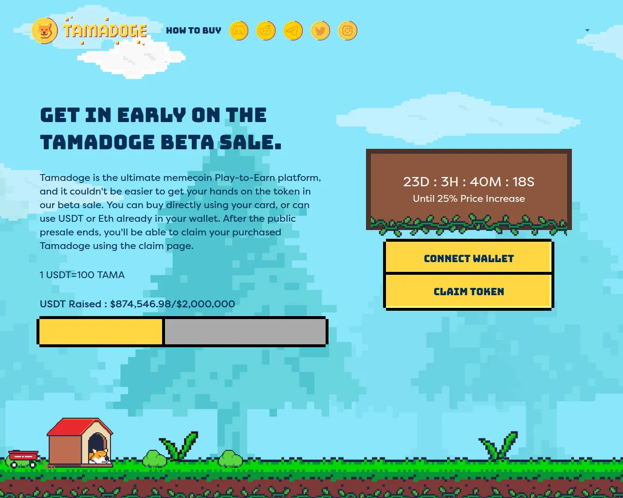 Screenshot of tamadoge.pages.dev