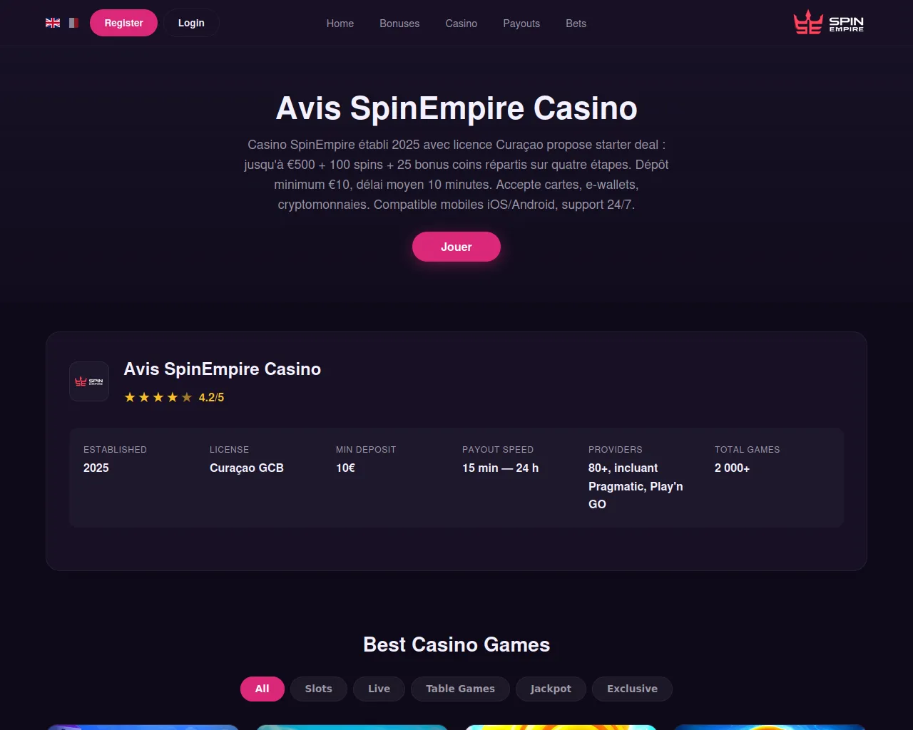 Screenshot of spinempire-fr.org