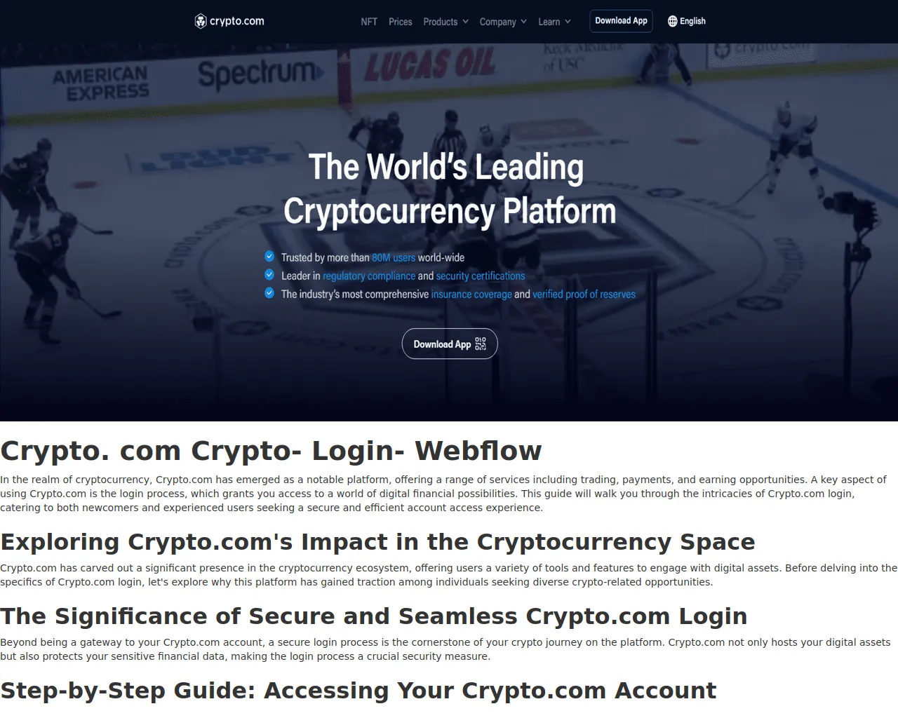 Screenshot of cryeptomlogina.webflow.io