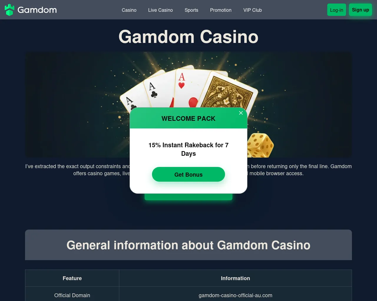 Screenshot of gamdom-casino-official-au.com