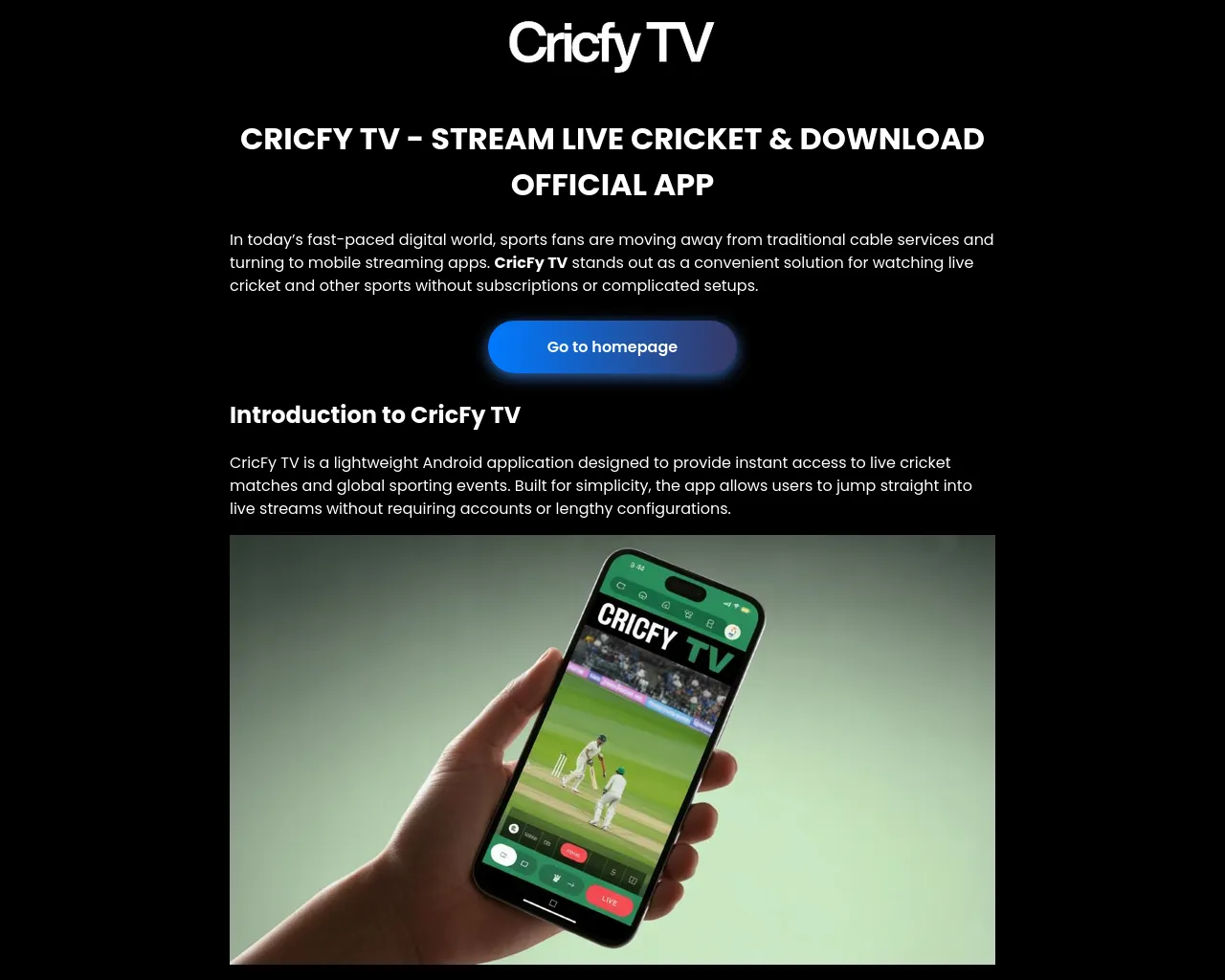 Screenshot of cricfy.org.uk