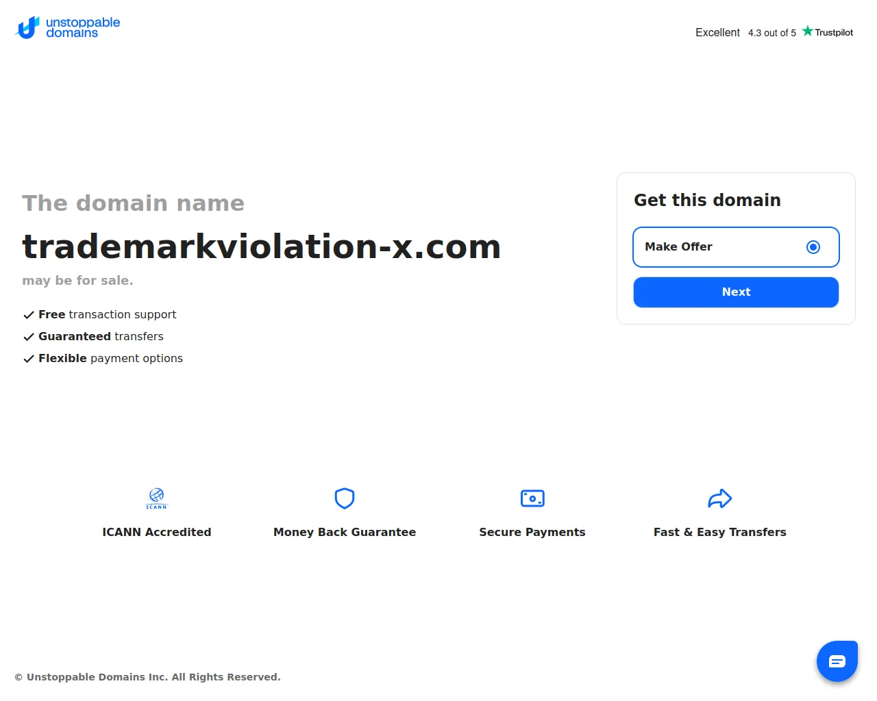 Screenshot of trademarkviolation-x.com