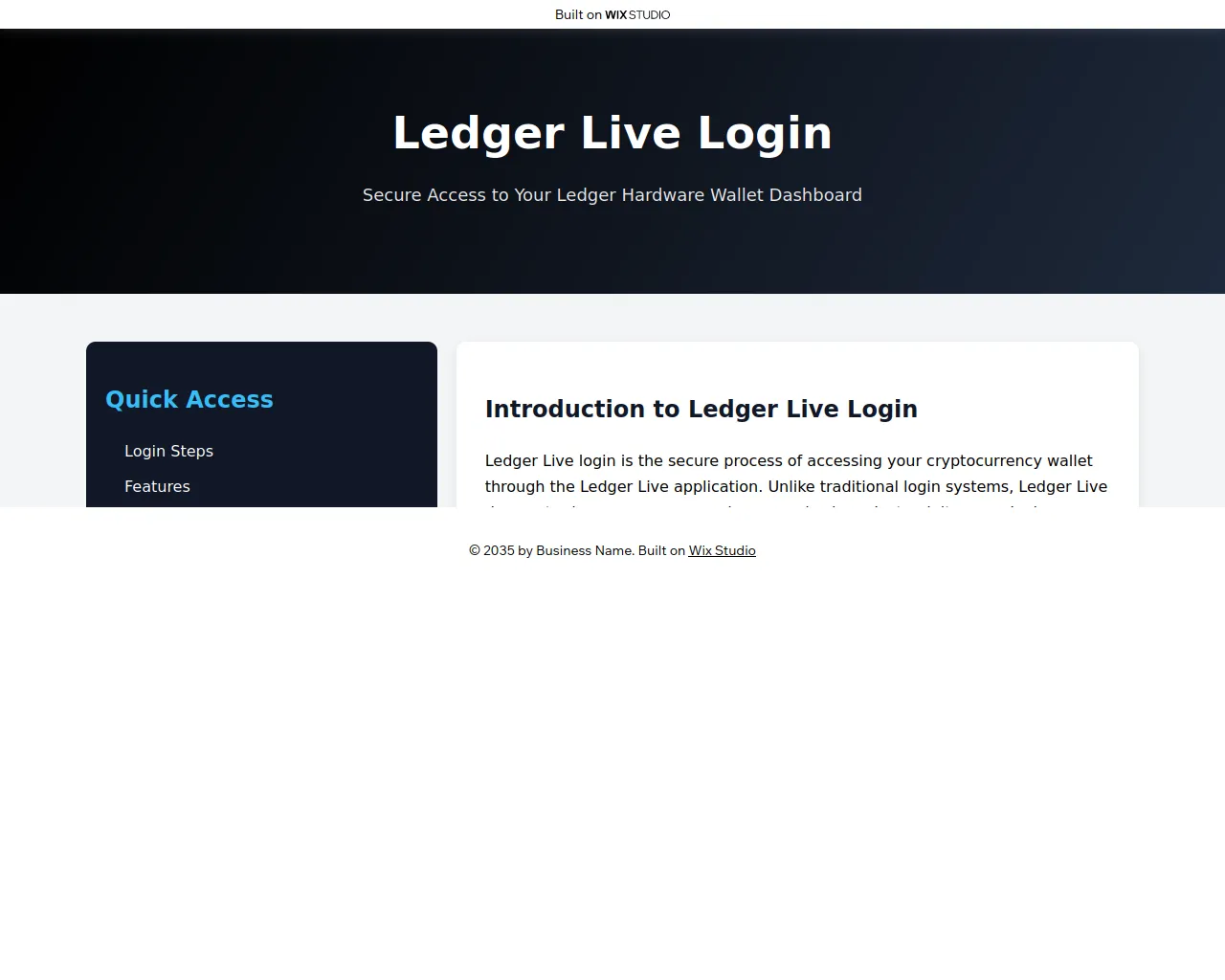 Screenshot of ledgelive.wixstudio.com