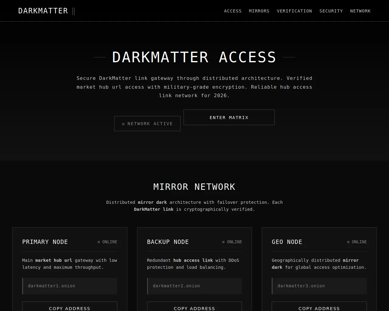 Screenshot of darkmatterurls.com