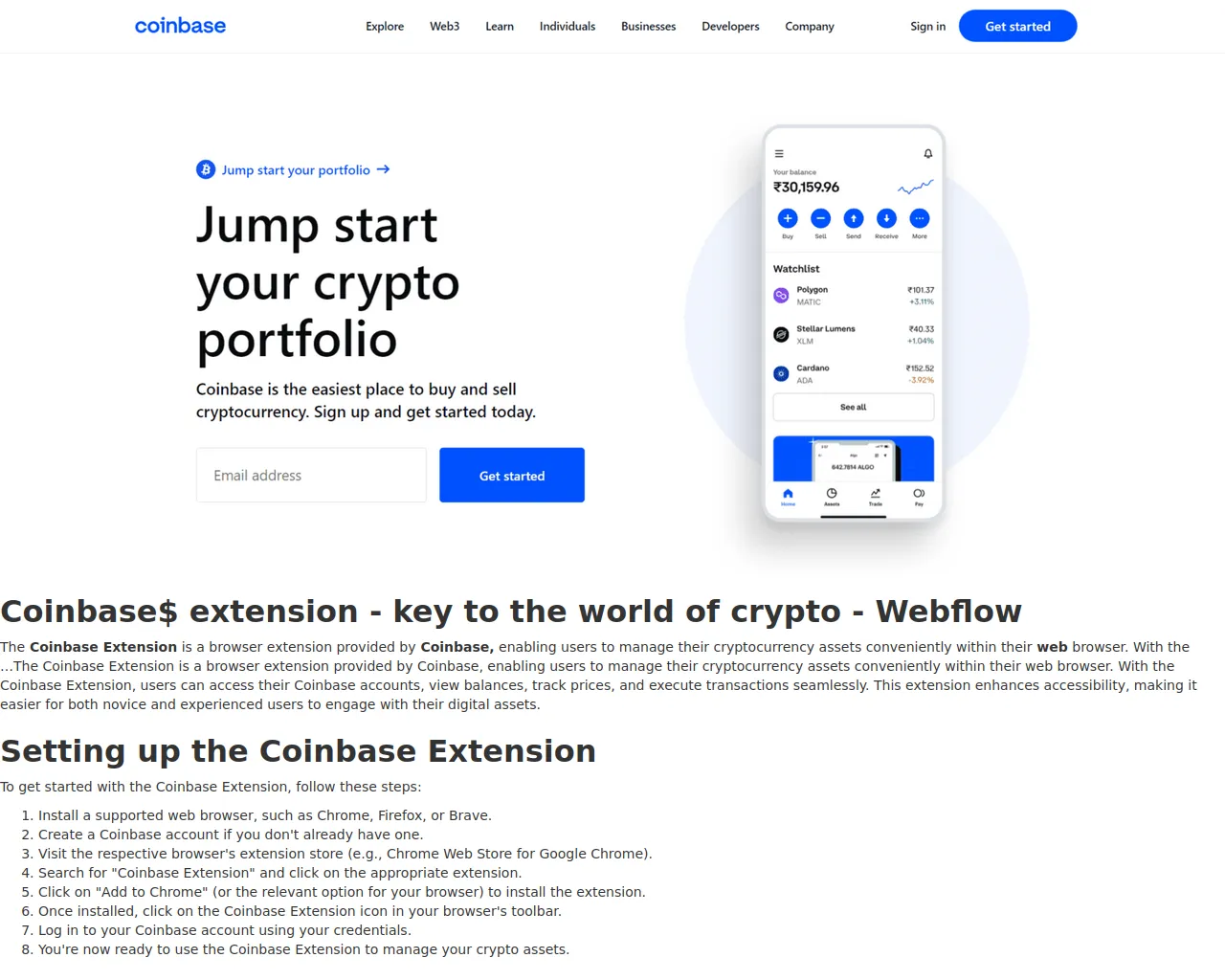 Screenshot of coinxeisstexsion.webflow.io