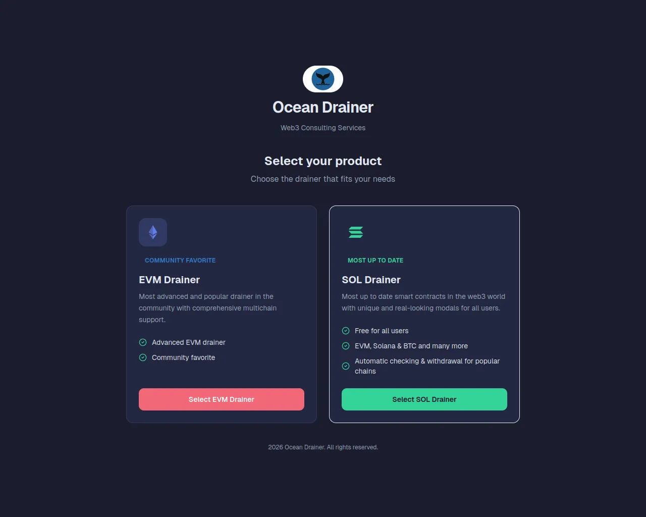 Screenshot of oceandrainer.xyz