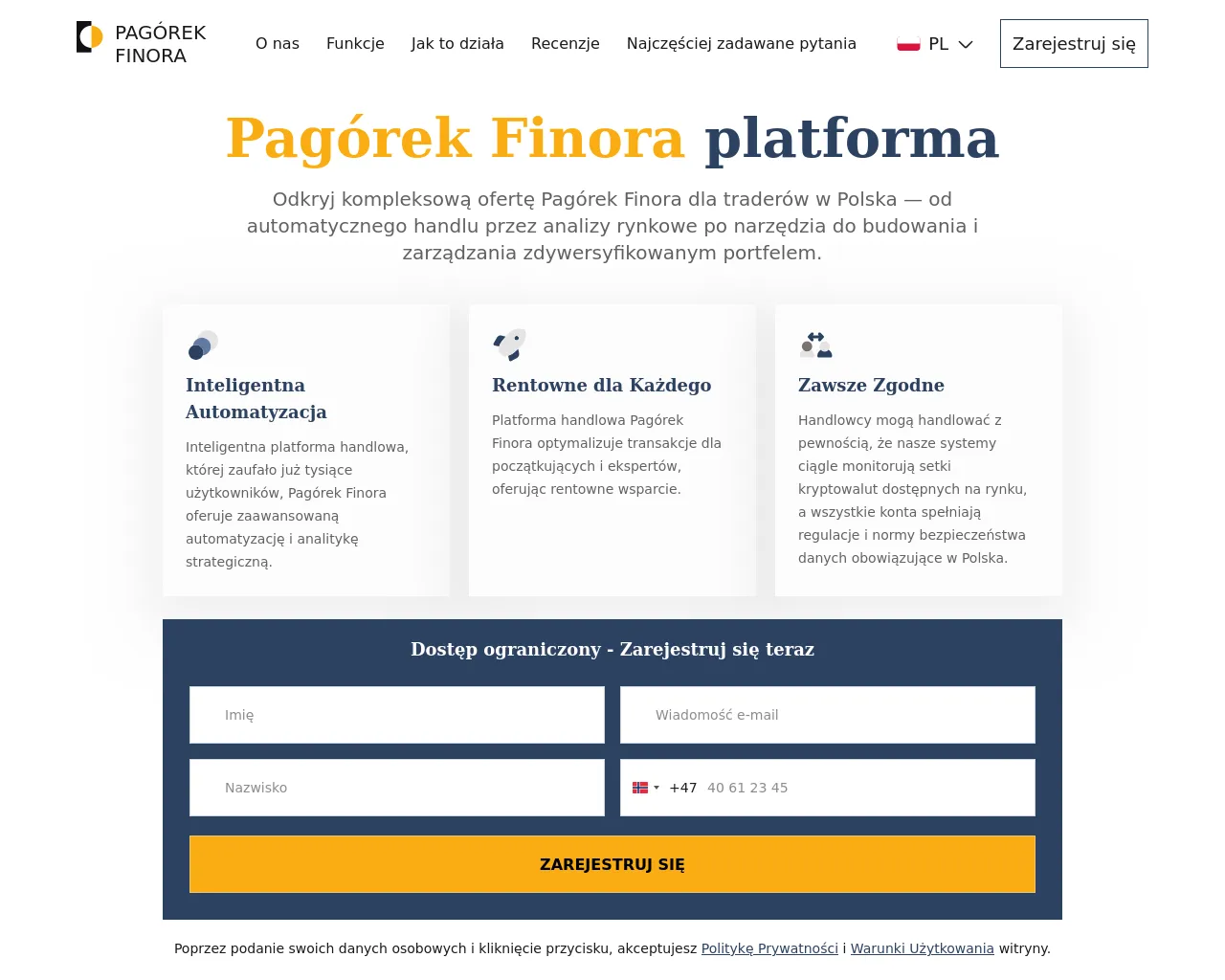 Screenshot of pagorek-finora.com