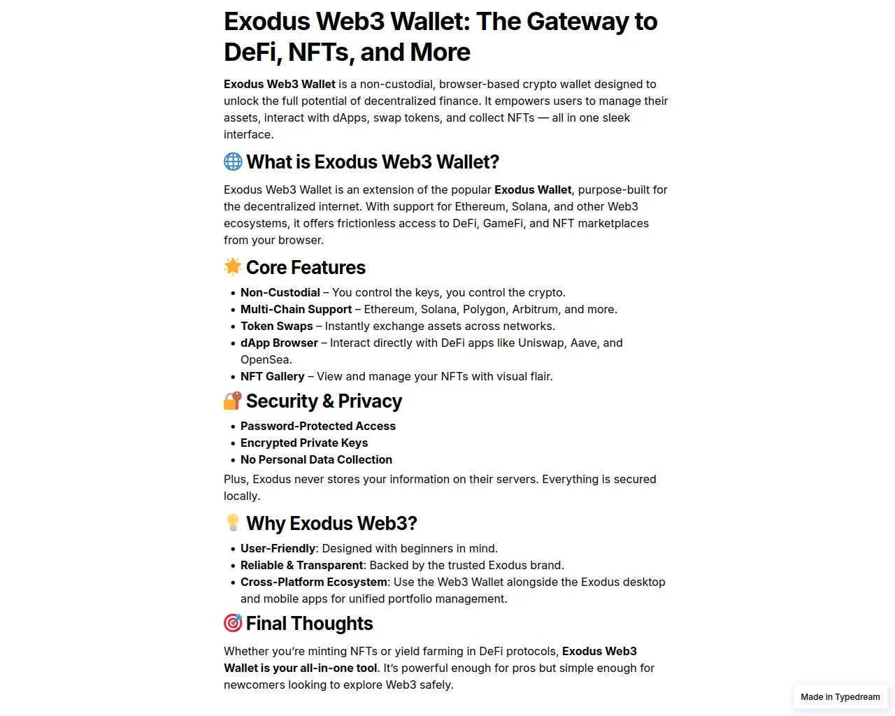 Screenshot of swap-web3-exodus.typedream.app