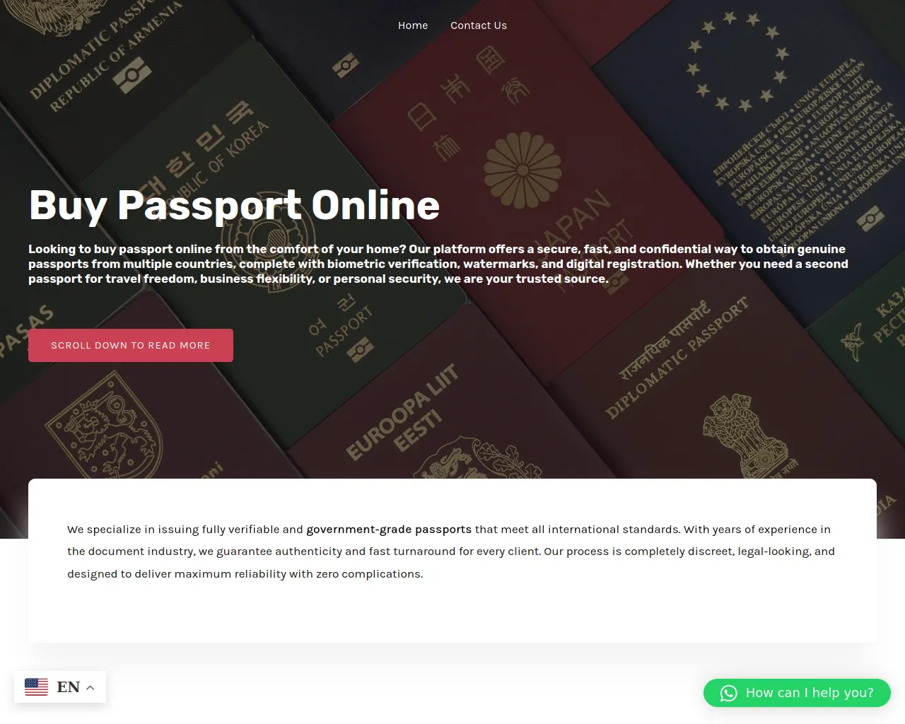 Screenshot of buypassportsglobal.com