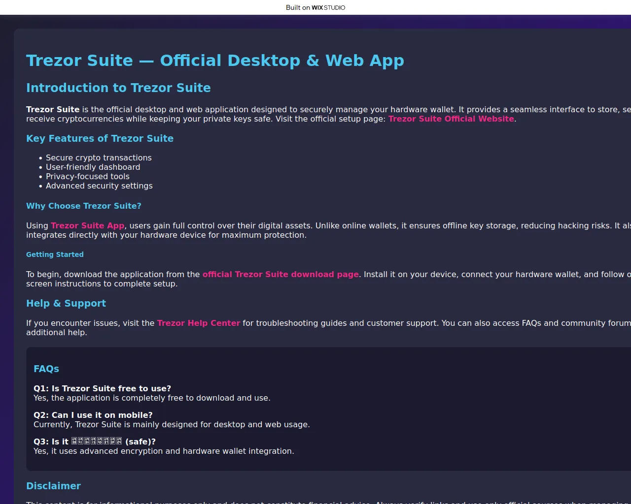 Screenshot of suitesapps-tresor.wixstudio.com