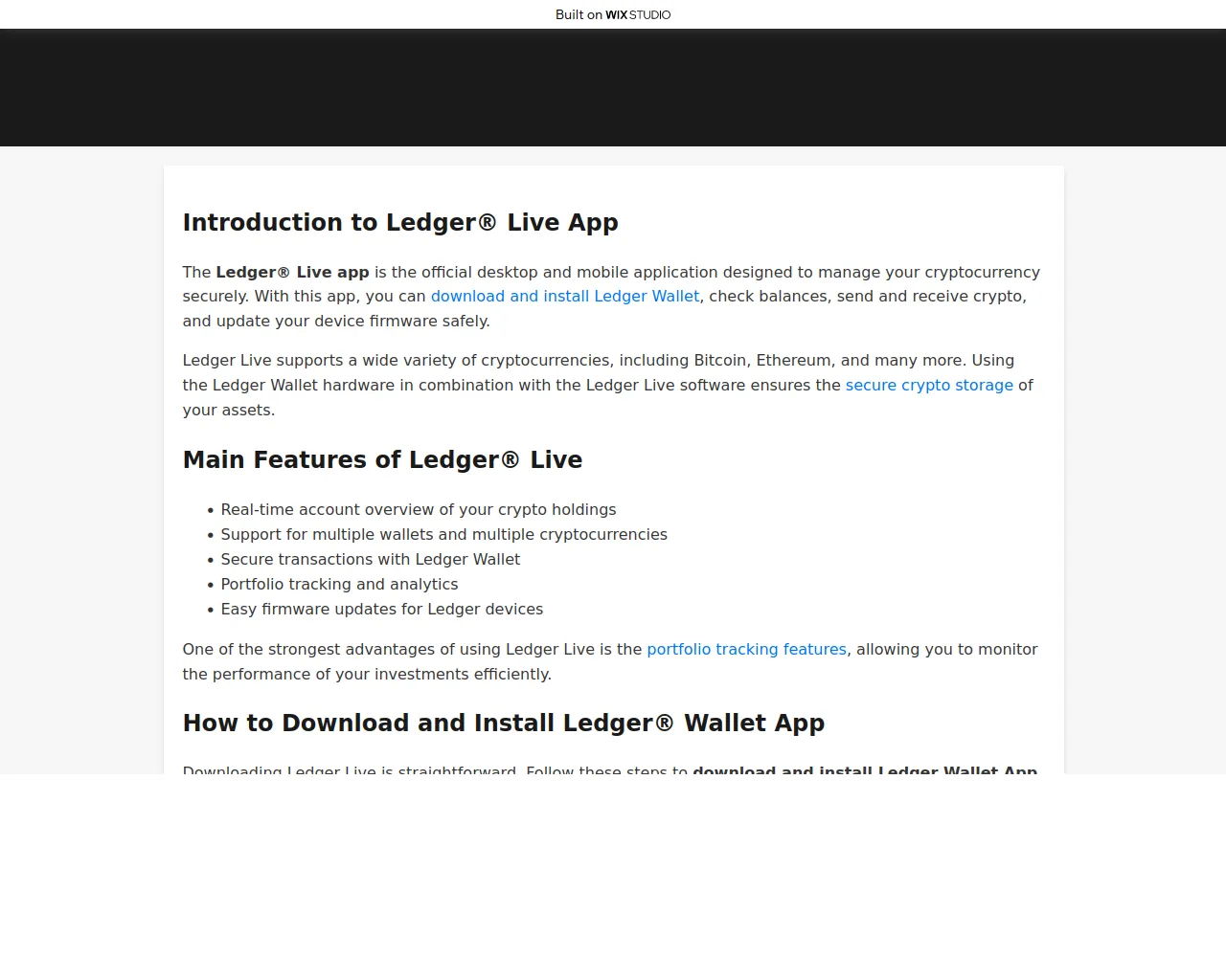Screenshot of liveapp-ledgr.wixstudio.com