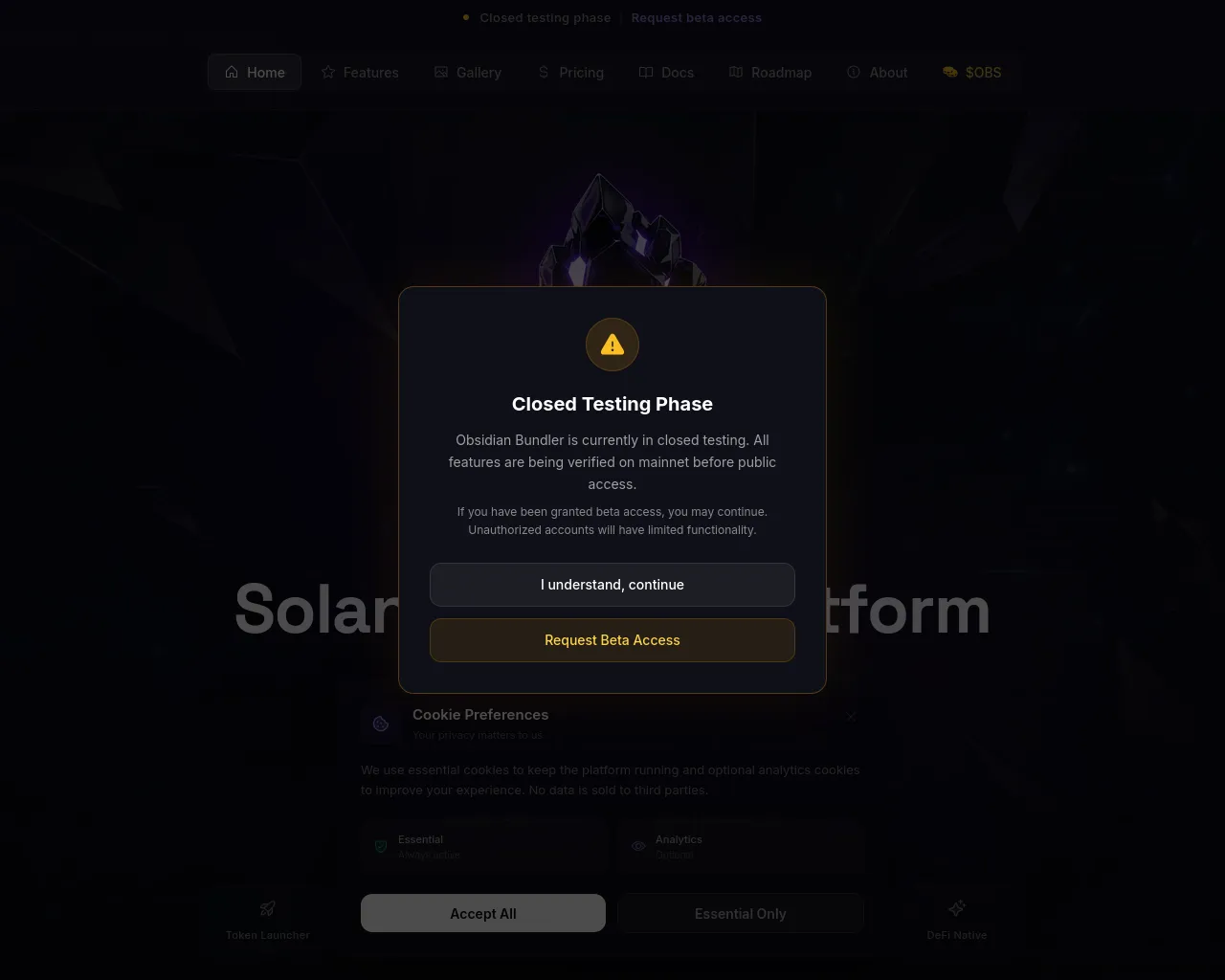 Screenshot of obsidianbundler.com