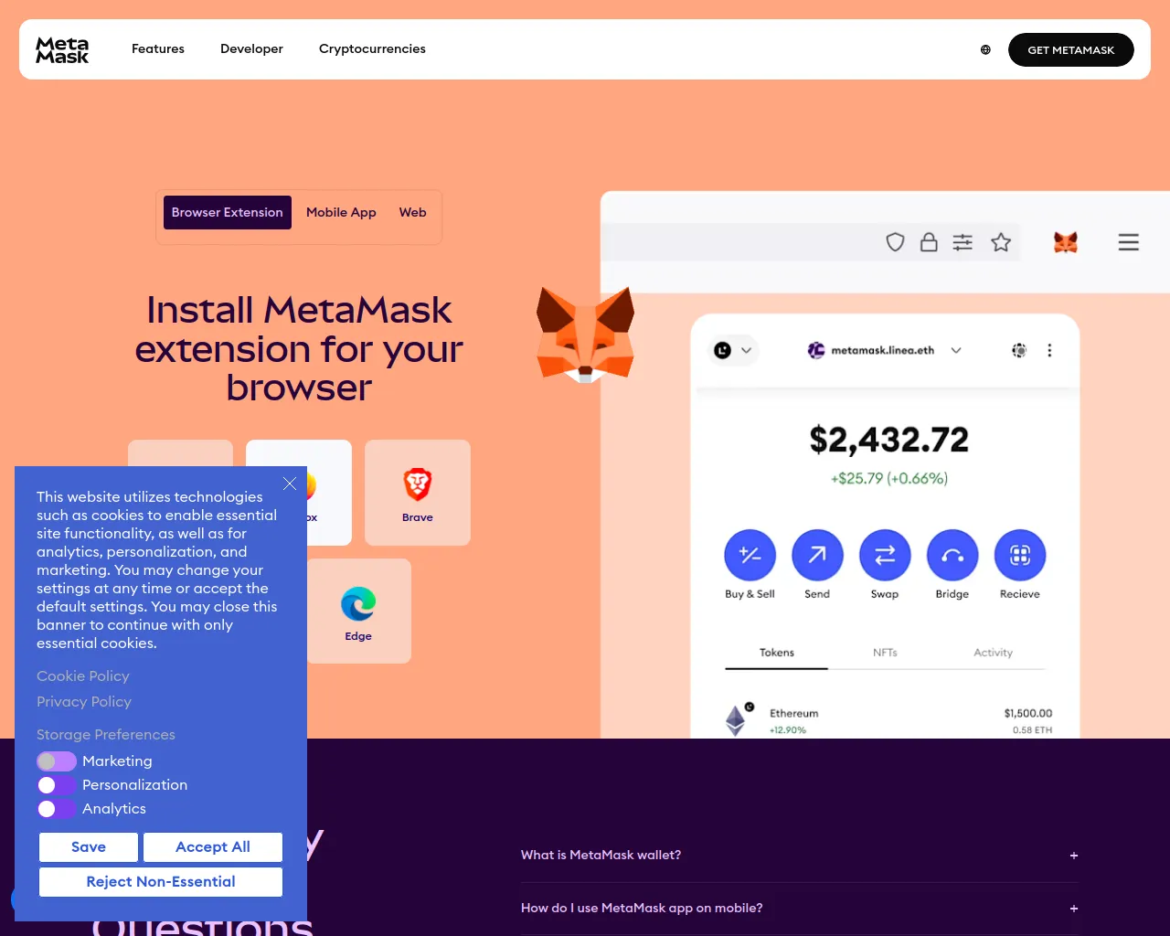 Screenshot of metamask.blog