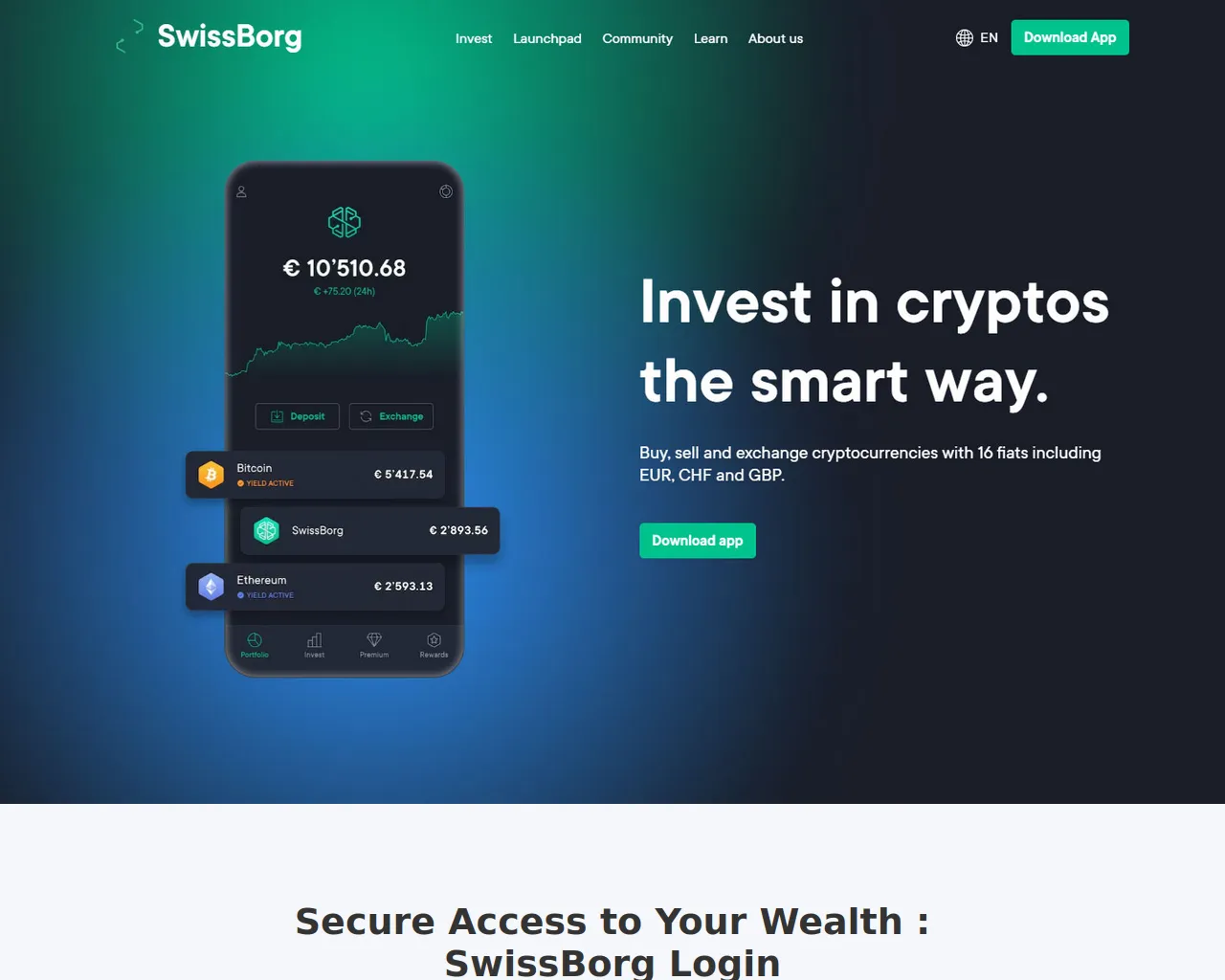 Screenshot of swissborgllogin.webflow.io