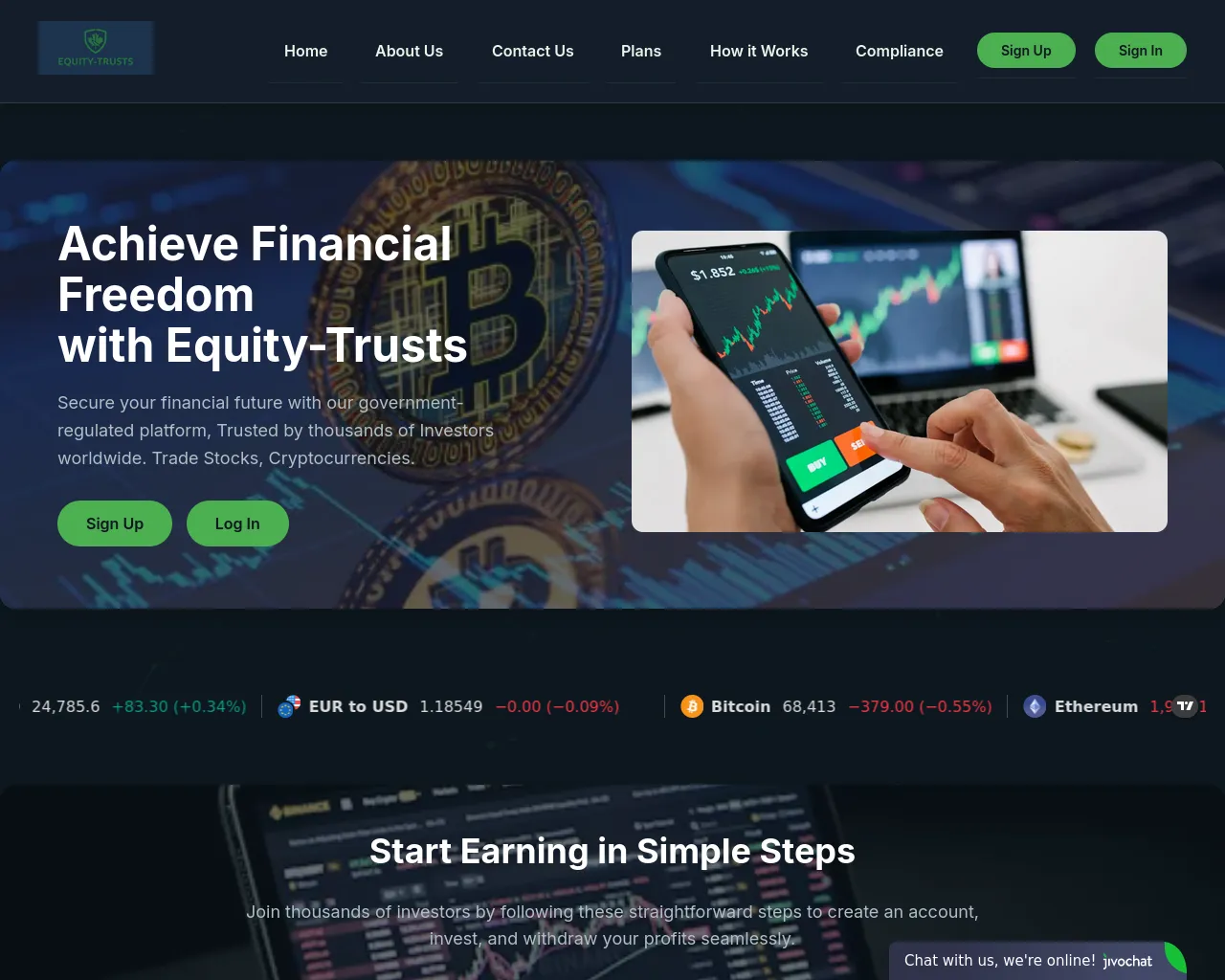 Screenshot of equity-trusts.com.dynamocoins.com