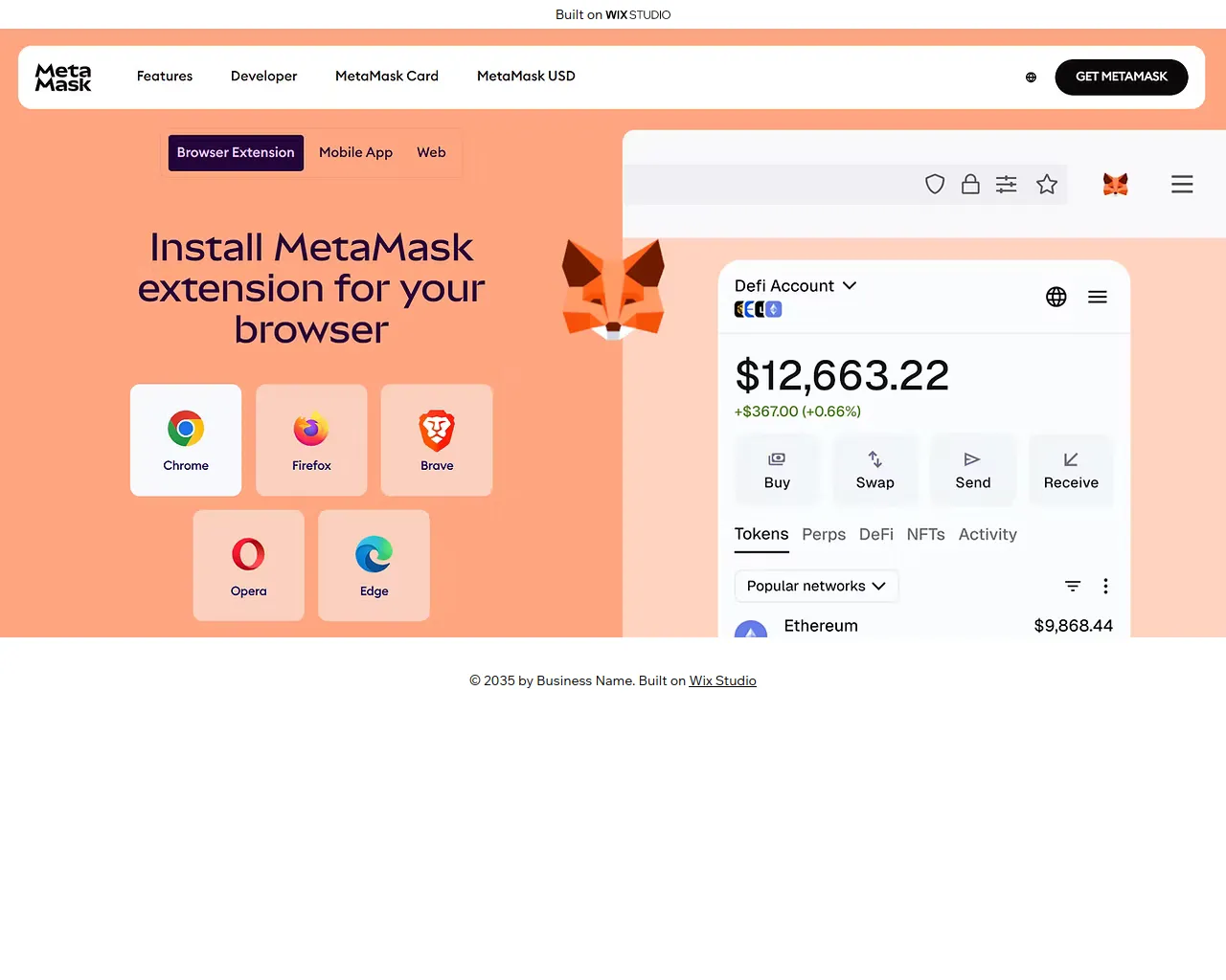 Screenshot of dashboardmetamask.wixstudio.com