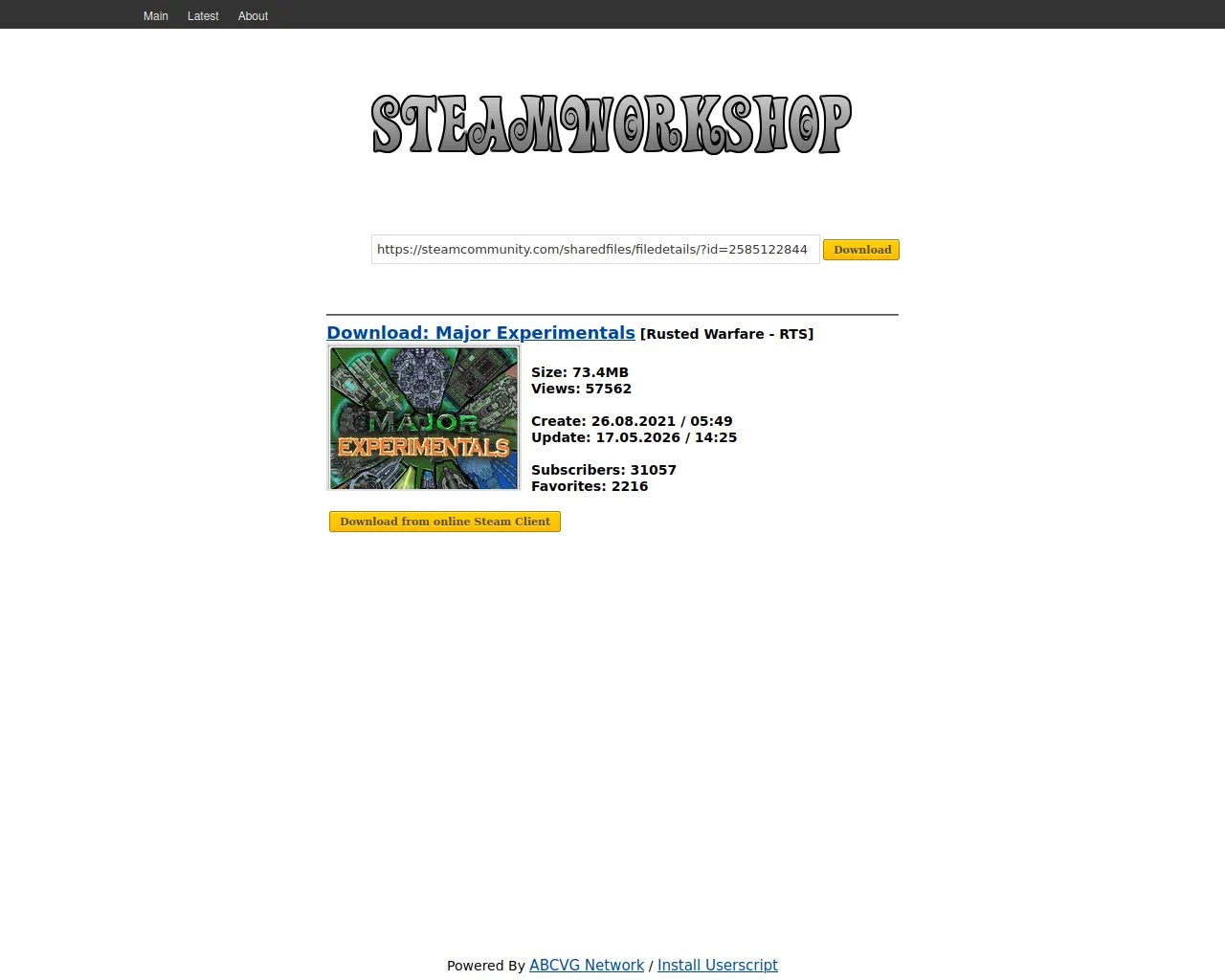 Screenshot of steamworkshop.download