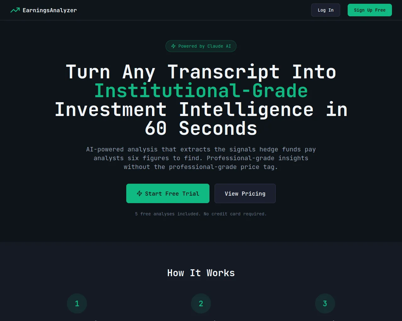 Screenshot of earningscallanalyzer.com
