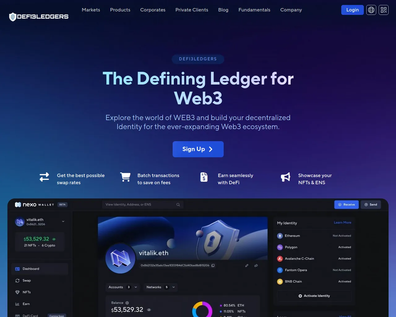 Screenshot of defi3ledgers.live