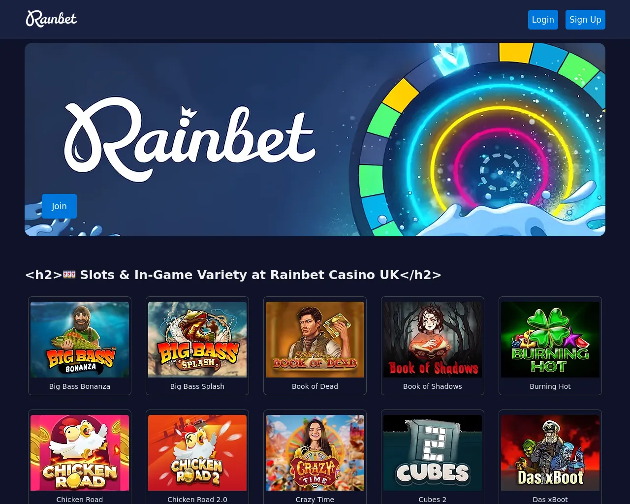 Screenshot of rainbetcasinouk.net
