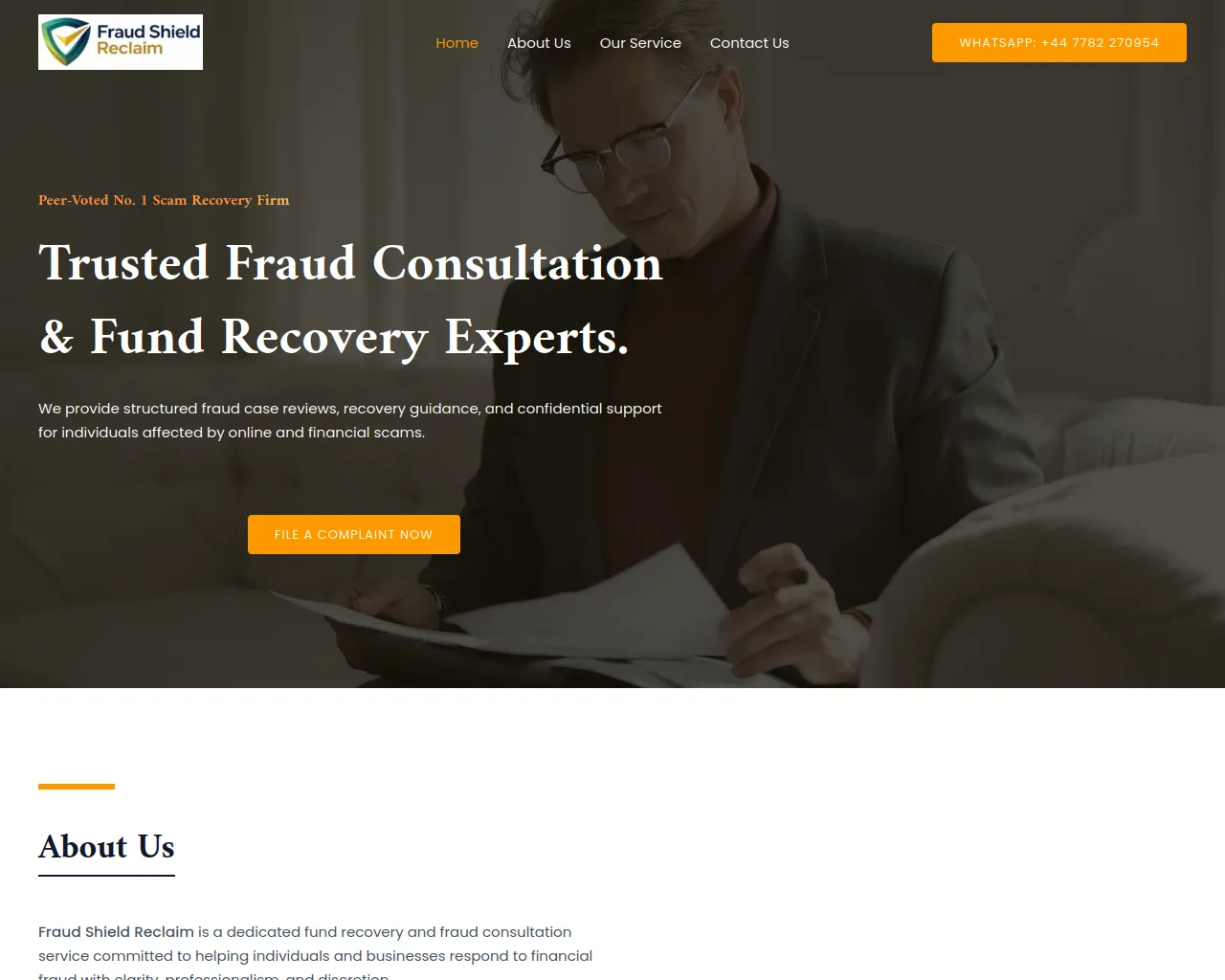 Screenshot of fraudshieldreclaim.com